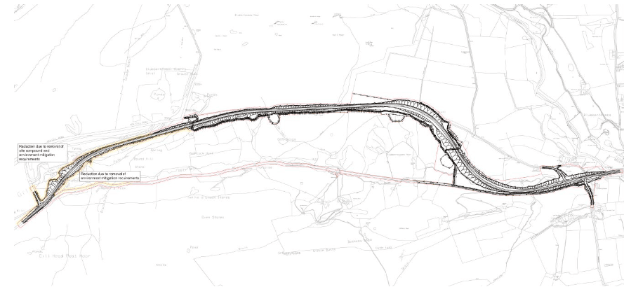 The proposed reroute of the A59 at Kex Gill which has been proposed by North Yorkshire County Council.