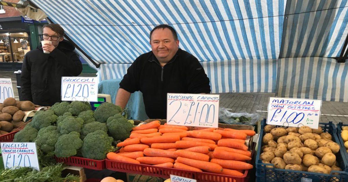 Brian Murphy as his stall on Ripon Market this morning.