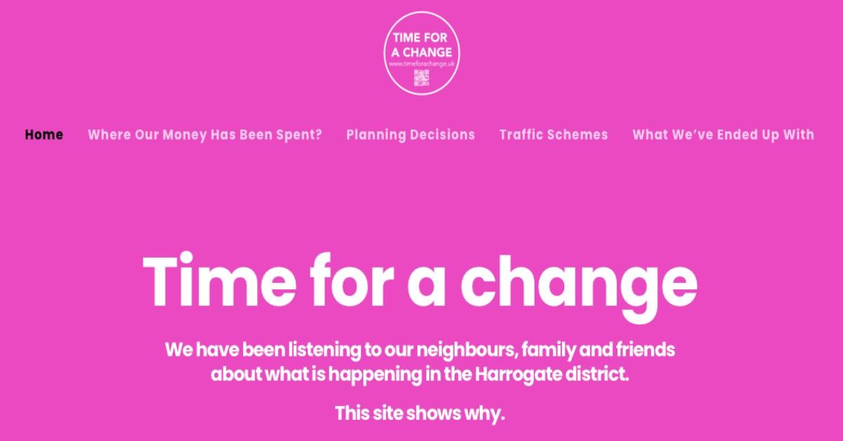 The Time for a Change website, which has been set up and details decisions made by Harrogate Borough Council and North Yorkshire County Council.