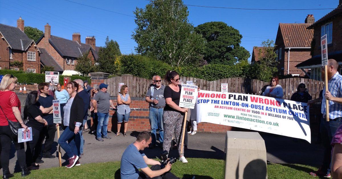 Residents in Linton-On-Ouse ahead of a public meeting over the planned asylum centre. Picture: Linton-On-Ouse Action Group.