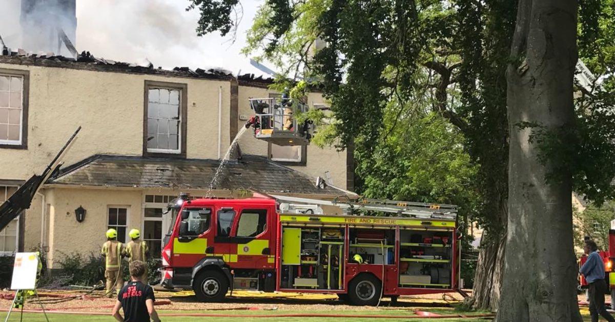 The damage caused to the Old Vicarage next to the Parish Church of St Nicholas in West Tanfield.