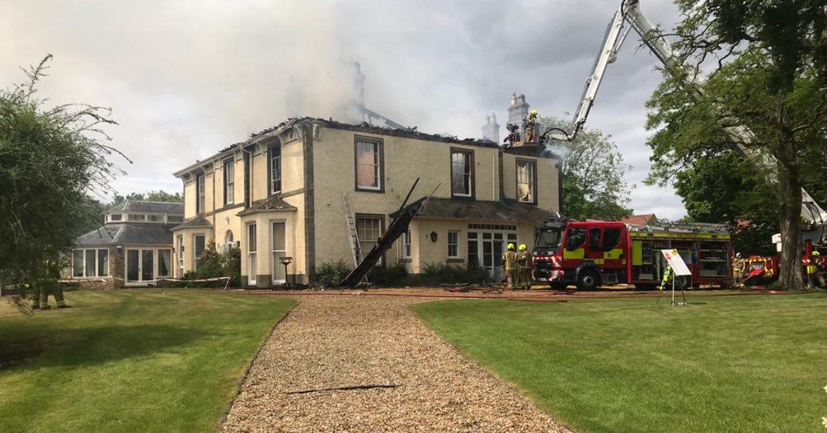 Firefighters tackle the blaze in West Tanfield.