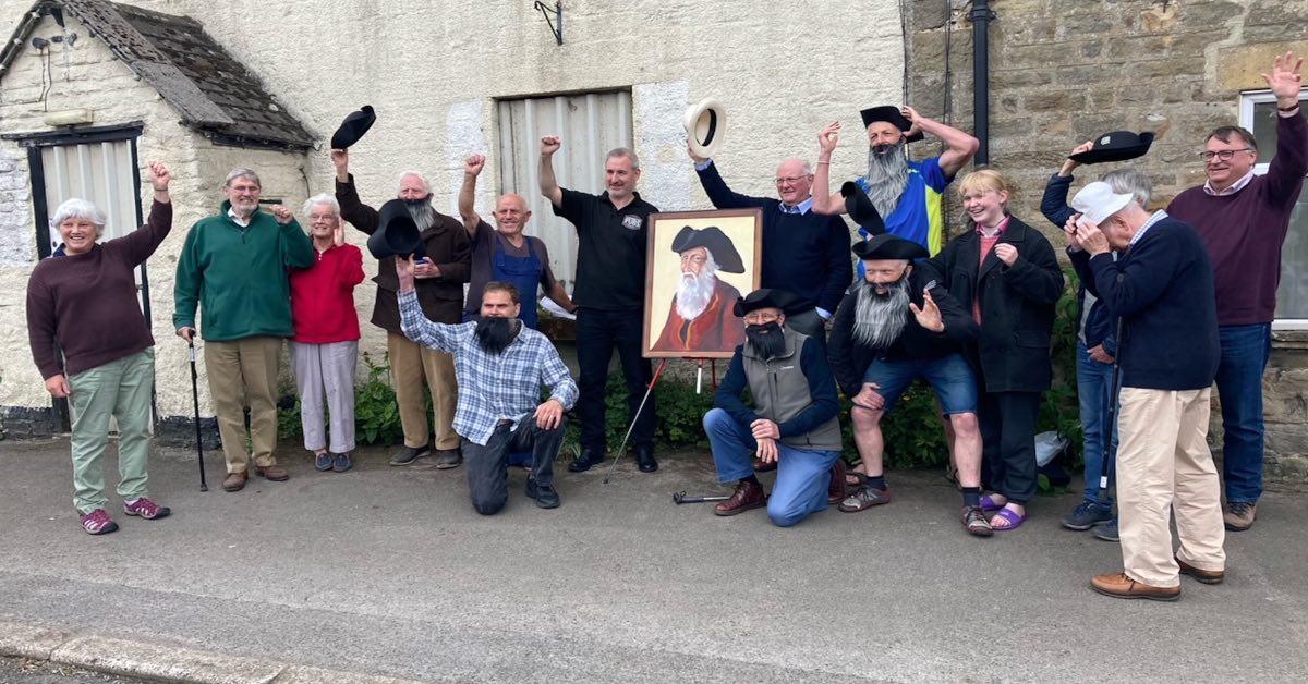 Henry Jenkins pub campaigners outside the former pub at the unveiling of the portrait.