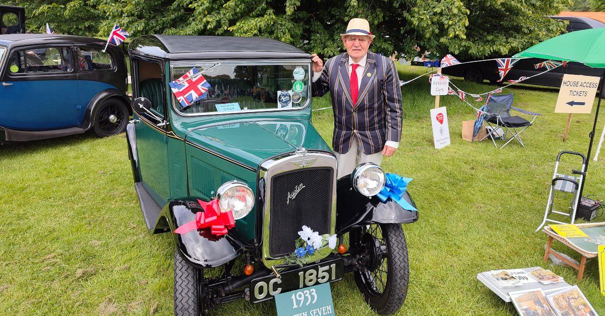 Mervyn Hoyle with his vintage car at Newby Hall.