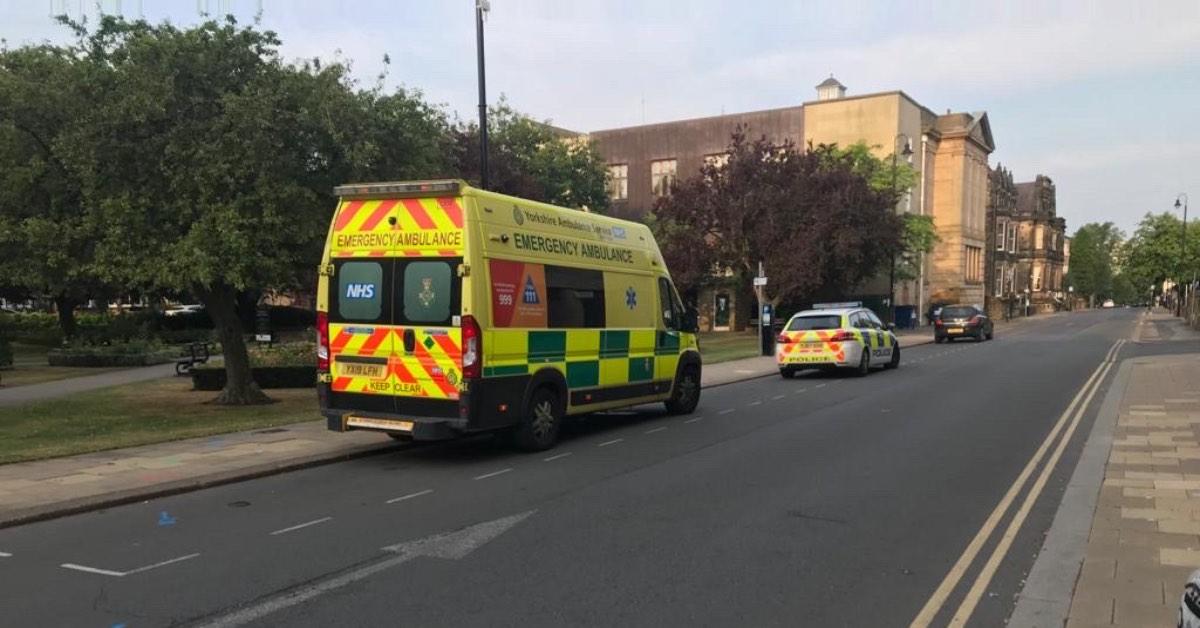 Emergency services in Harrogate's Library Gardens this morning.