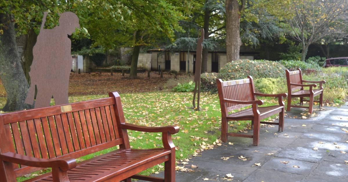 The newly-restored benches