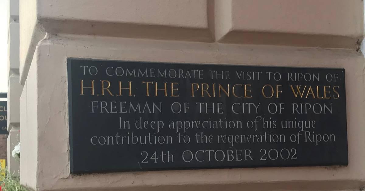 Freeman plaque for Prince Charles