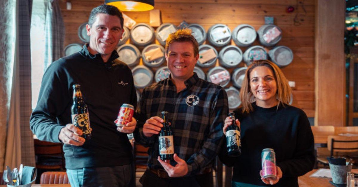 Black Sheep Brewery staff with the five beers which picked up awards.