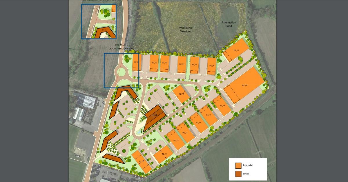 The proposed layout of the employment site along the A61 near Pannal