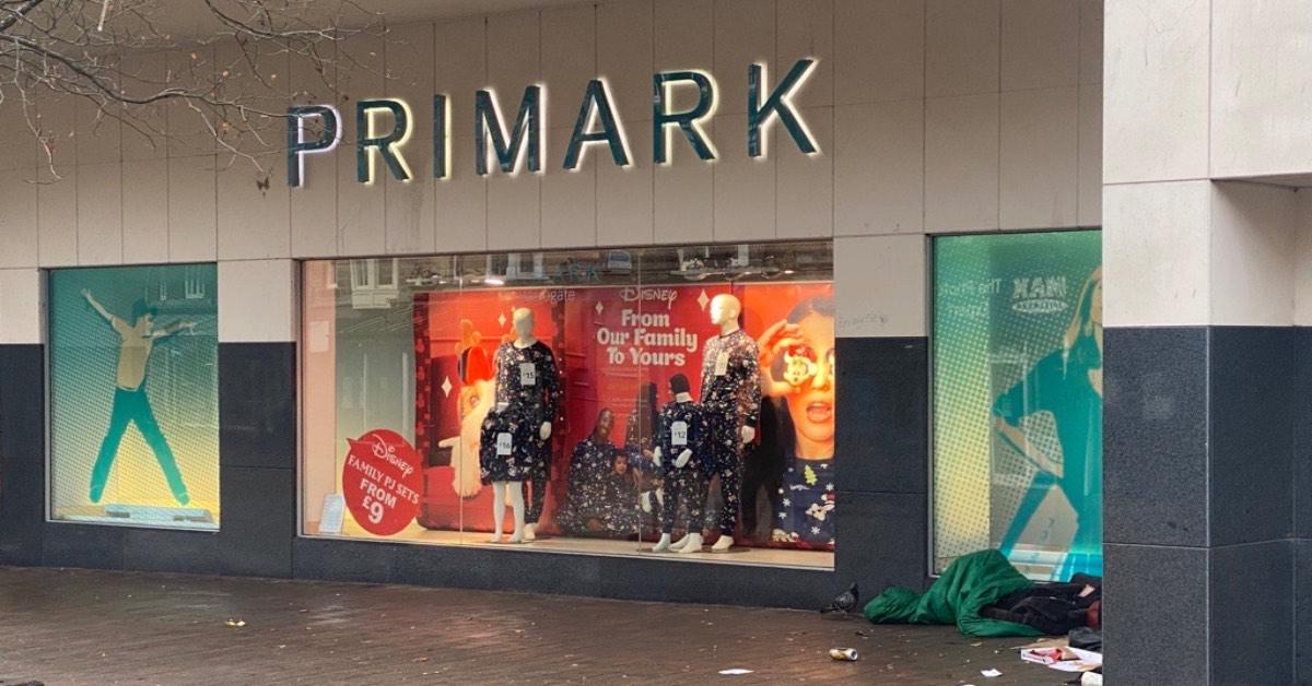 A rough sleeper outside Primark in Harrogate town centre.