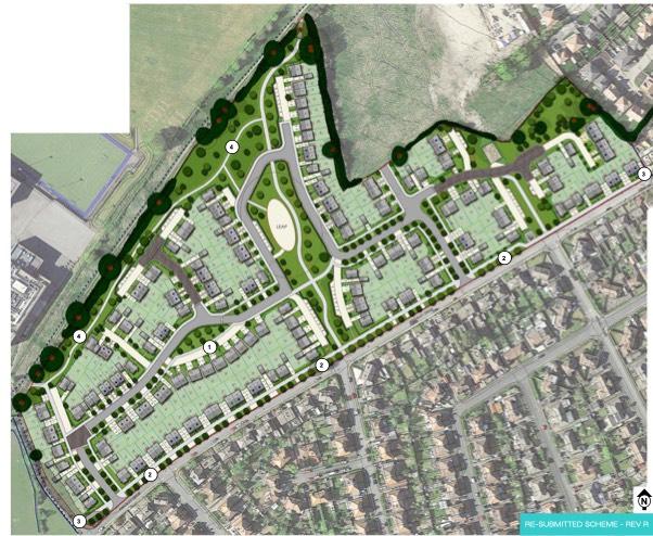 The amended layout of the Kingsley Drive scheme as submitted by Persimmon Homes.