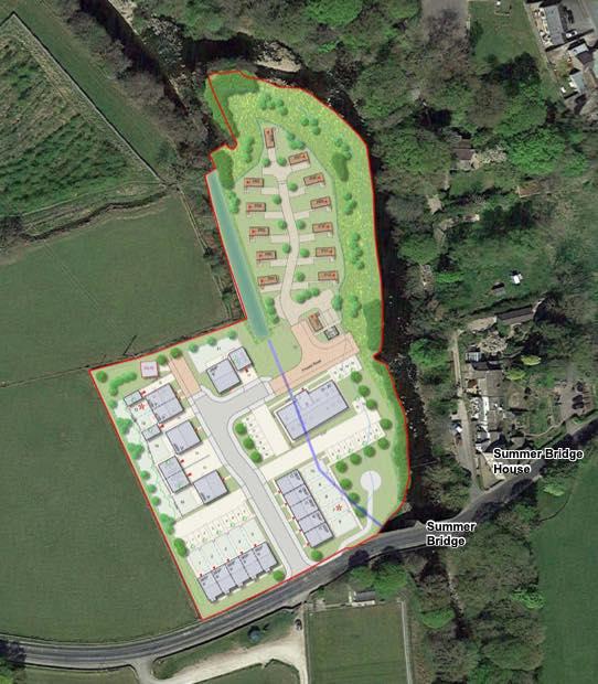 The housing and glamping pod scheme as outlined for the Nidd Valley Saw Mills site.