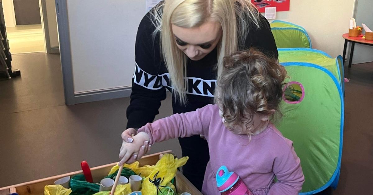 Emily Yeates and her three-year-old daughter Elsie at the first Neurodiverse Stay &amp; Play event in Oatlands Community Centre.