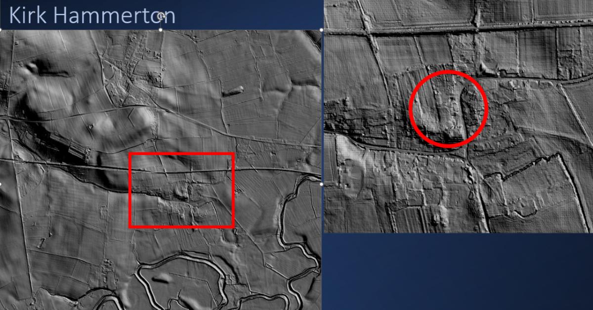 A black-and-white image of the suspected henge, taken from a drone by Yorkshire Archaeological Aerial Mapping.