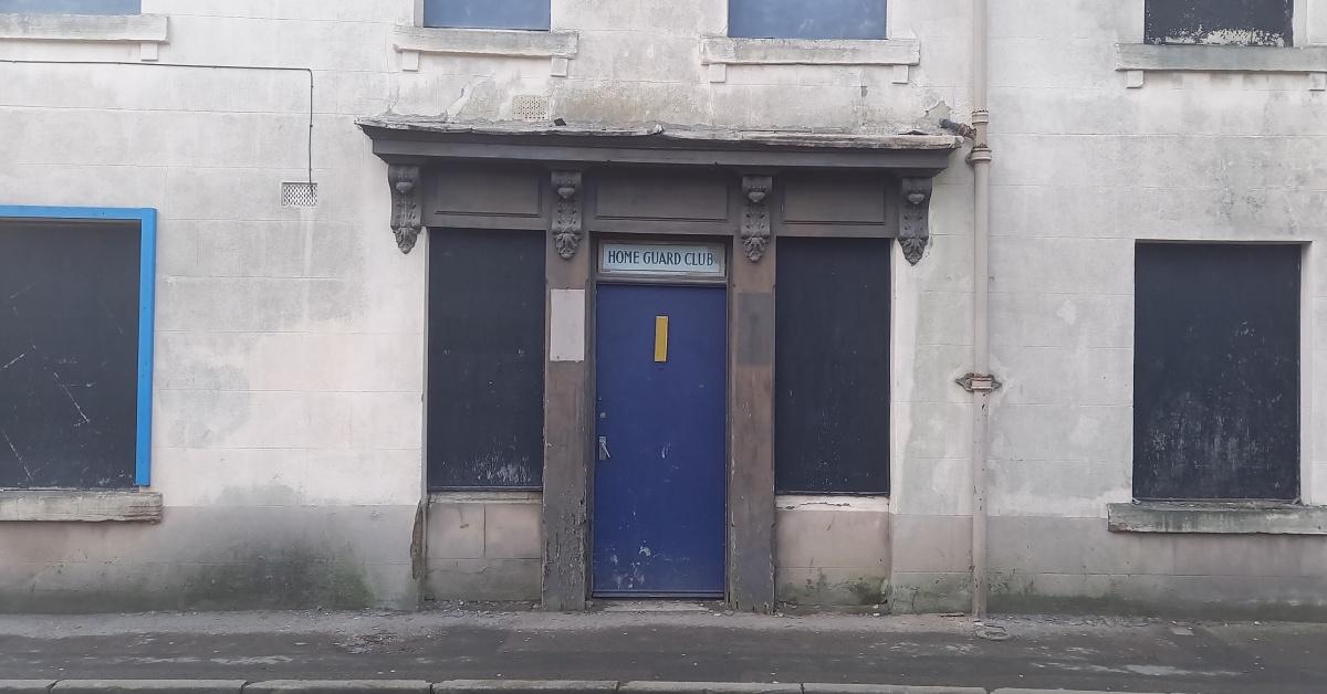 Picture of the front door of the former Home Guard Club in Harrogate.