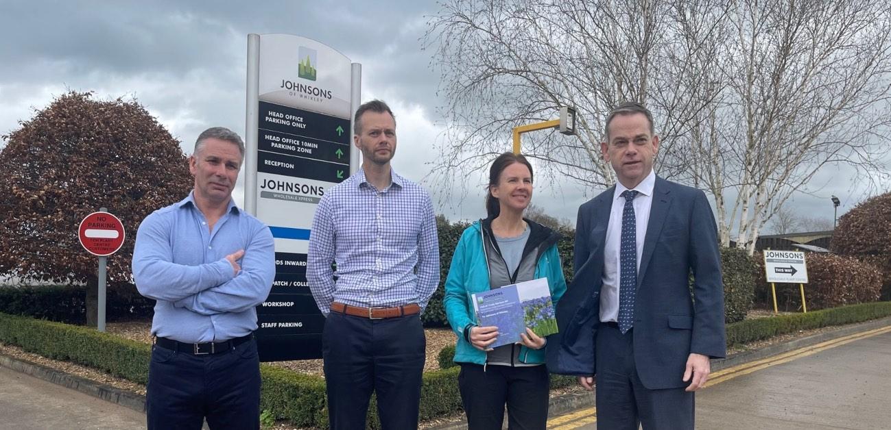 (From left) Graham Richardson and Jonathan Whittemore from Johnsons of Whixley with Trudy Harrison MP and Nigel Adams MP.