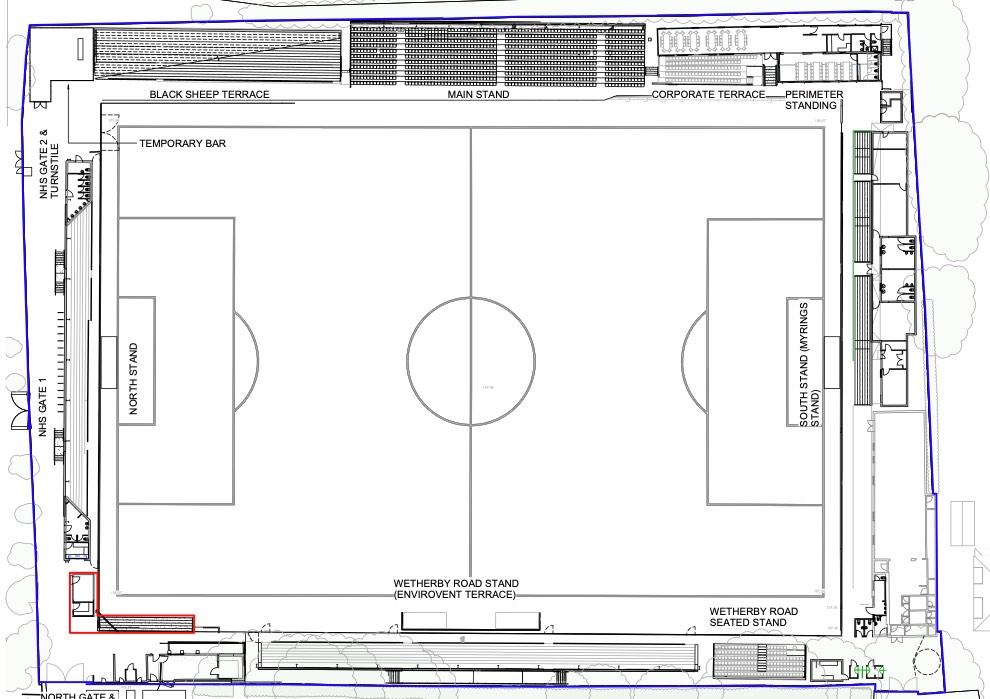 The location for the terrace and kiosk at the Envirovent Stadium.