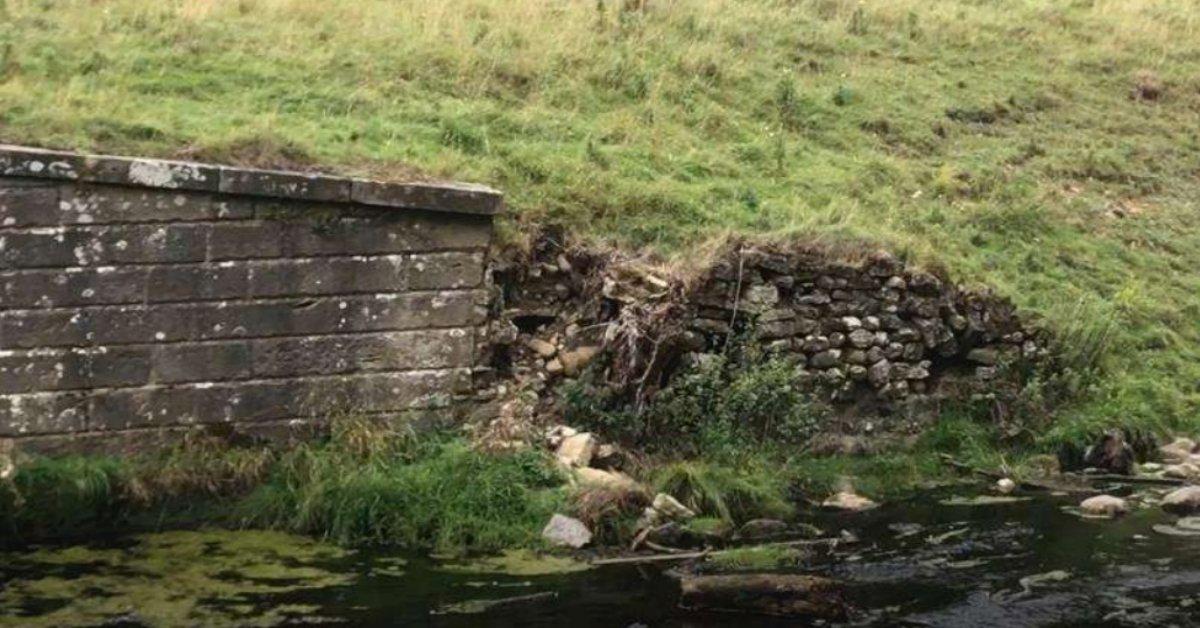 Part of the retaining wall is at risk of collapse