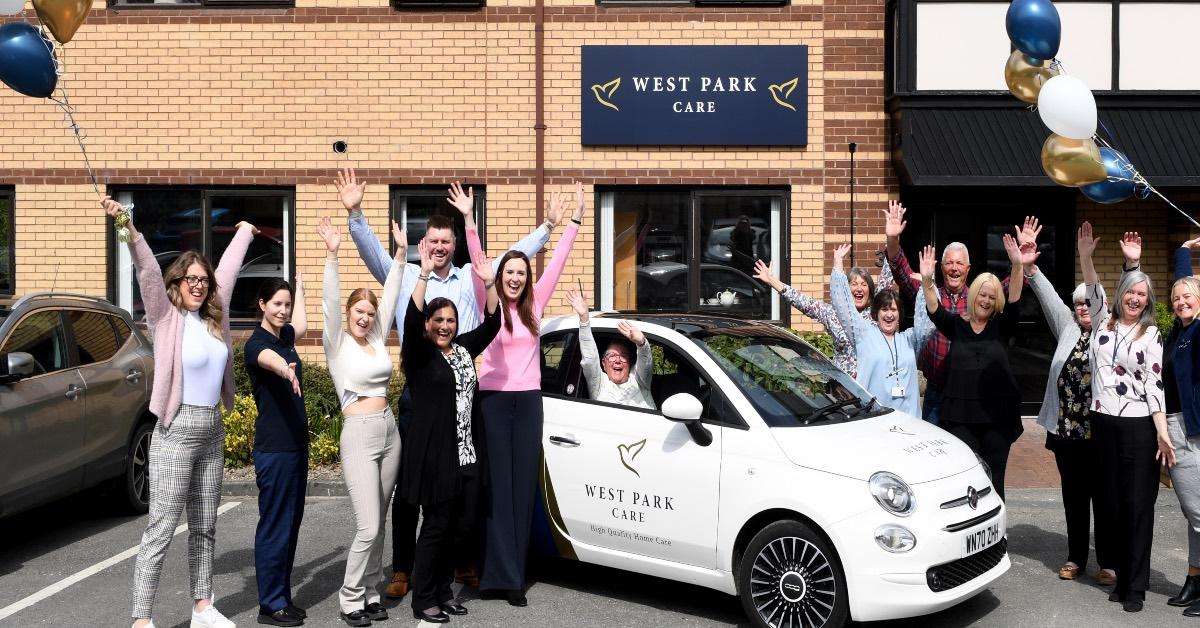 Staff outside the West Park Care offices on Wetherby Road.