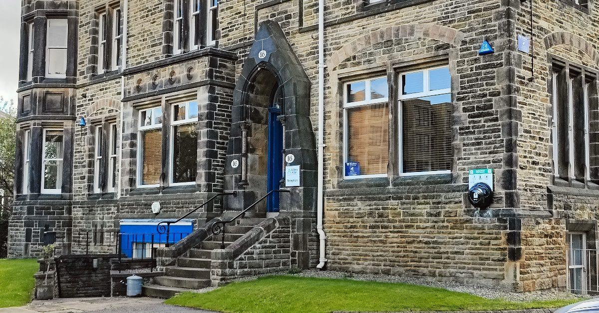 Adler and Allan office on Victoria Avenue, with the defibrillator pictured on the right.