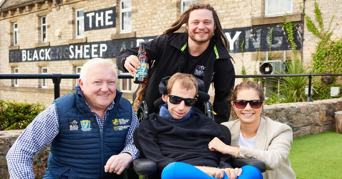 Picture (from left) Phil Hawthorne, The Good Racing Co, Alex Brandon-Davies, Senior Brewer at Black Sheep Brewery and Rob Burrow and Lindsey Burrow.