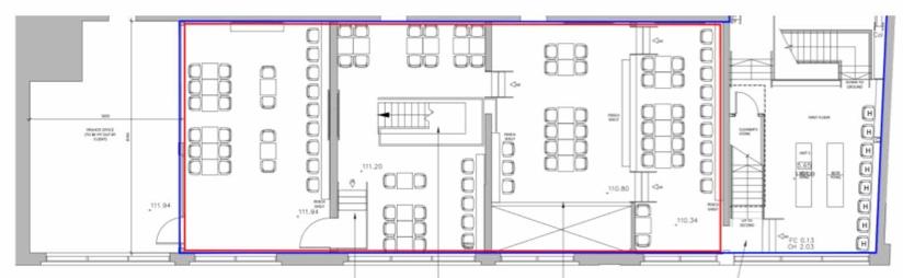 Drawings of the first floor extension, as coloured in red.