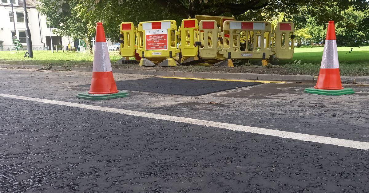 Photo of the repair to North Park Road carried out by Northern Gas Networks following a gas leak.