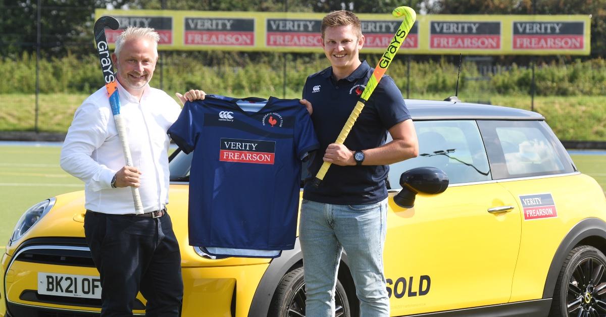 Matt Stamford, director at Verity Frearson, pictured with Josh Lyon of Harrogate Hockey Club.