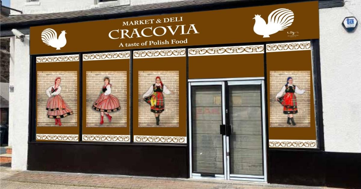 Illustration of how Harrogate's new Cracovia shop on Bower Street will look with its new signage.