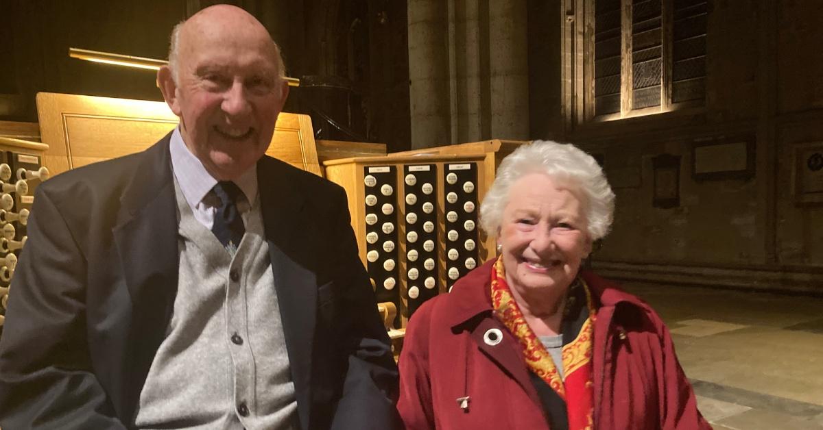 Photo of retiring Harrogate organist David Wilberforce with his wife, Ann.