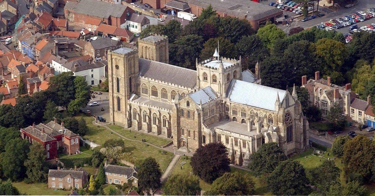 An aerial photo of Ripon Cathedral.