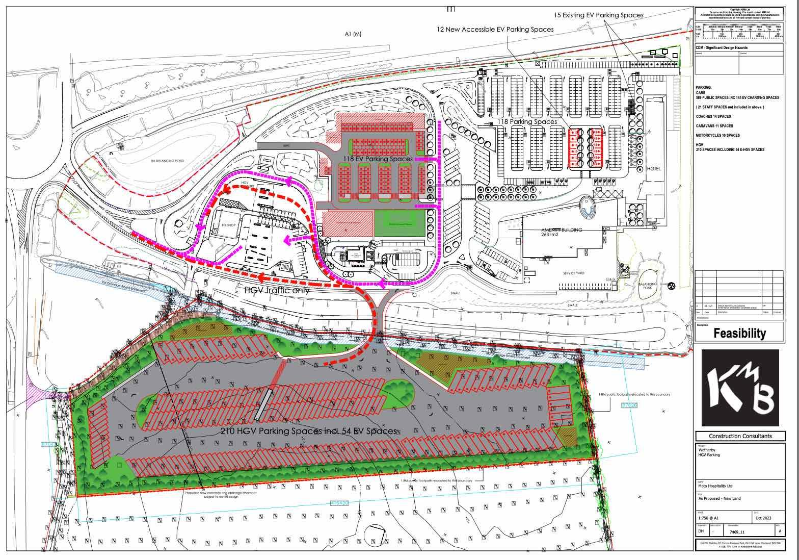 The planned layout for the parking spaces at Wetherby Services.