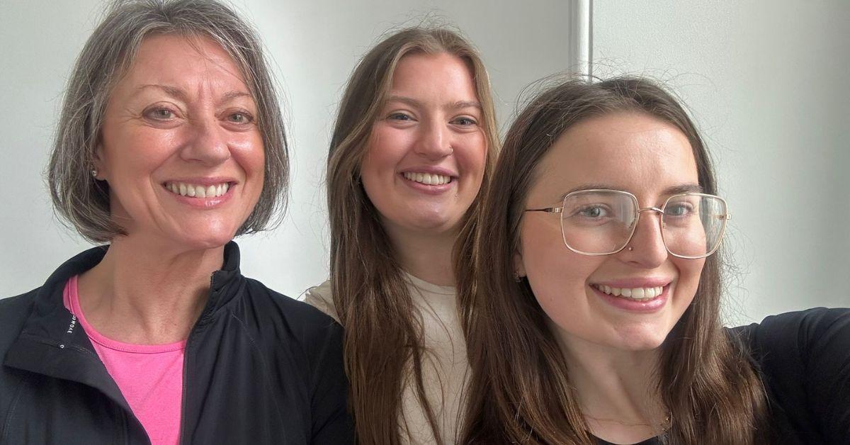 mums and daughters exercising together