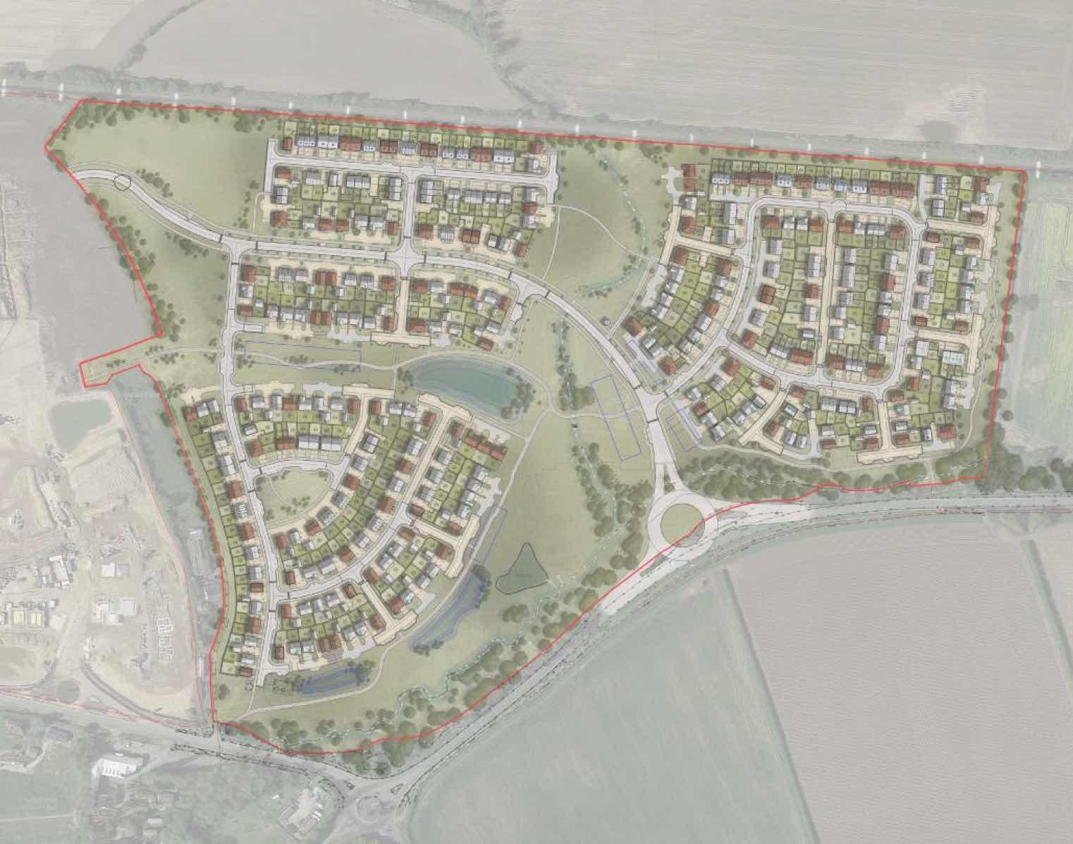 The site layout for Highfield Farm, as proposed by Taylor Wimpey.