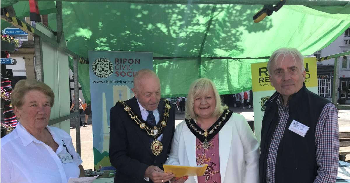 ripon-20th-june-2022-mayor-and-mayoress-at-civic-society-stall