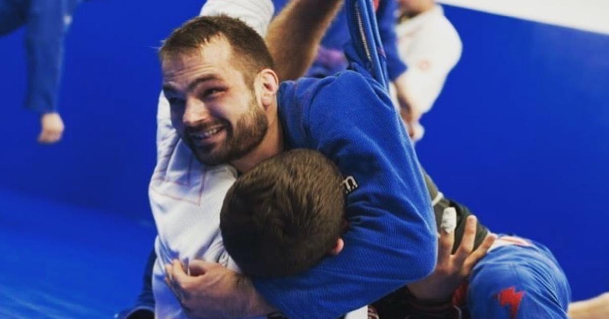 Lewis demonstrating jiu-jitsu.