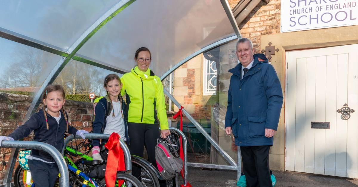 ripon-19th-april-2021-new-cycle-shelter-sharow-c-of-e-primary