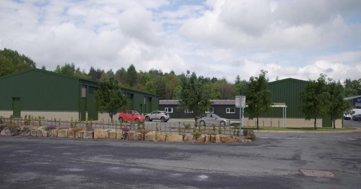 How the business park would look with the commercial units built on the green belt land.