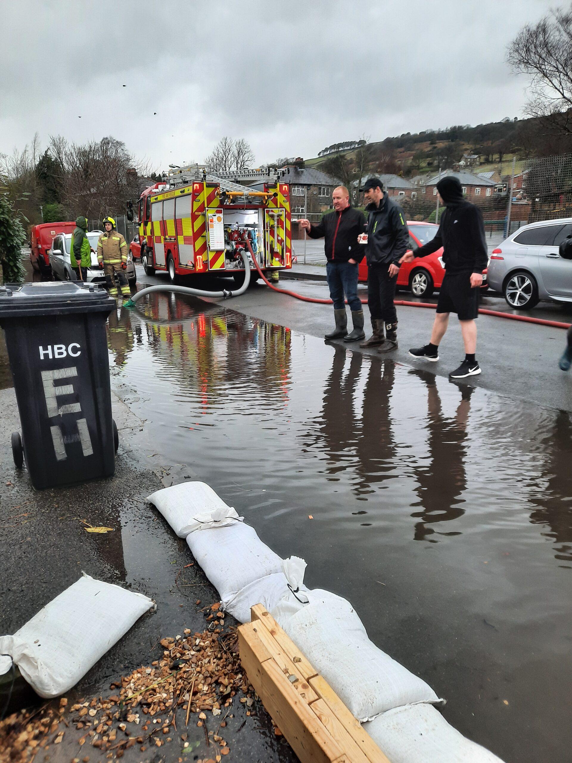 Firefighters at Pateley Bridge floods