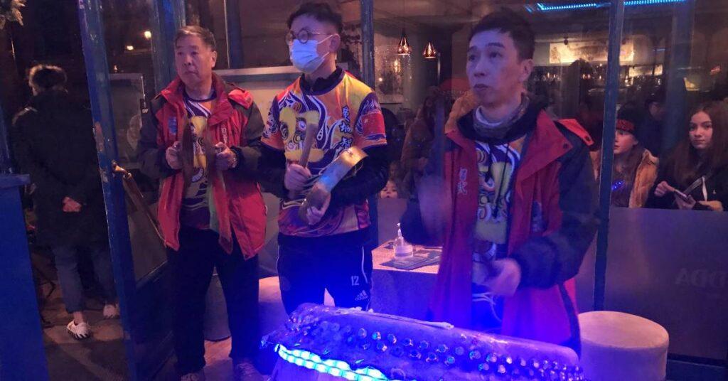 Photo of the Lion Dance musicians
