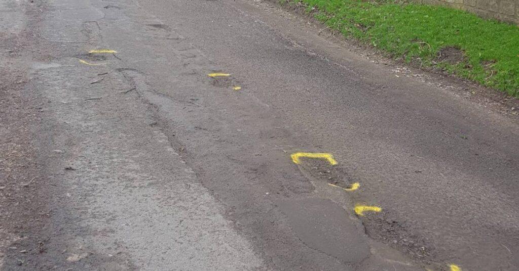 Photo of potholes in Sharow
