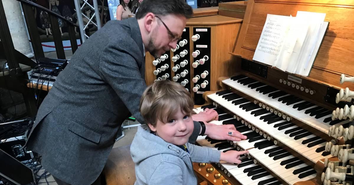 Rafael tries the organ at Ripon Cathedral