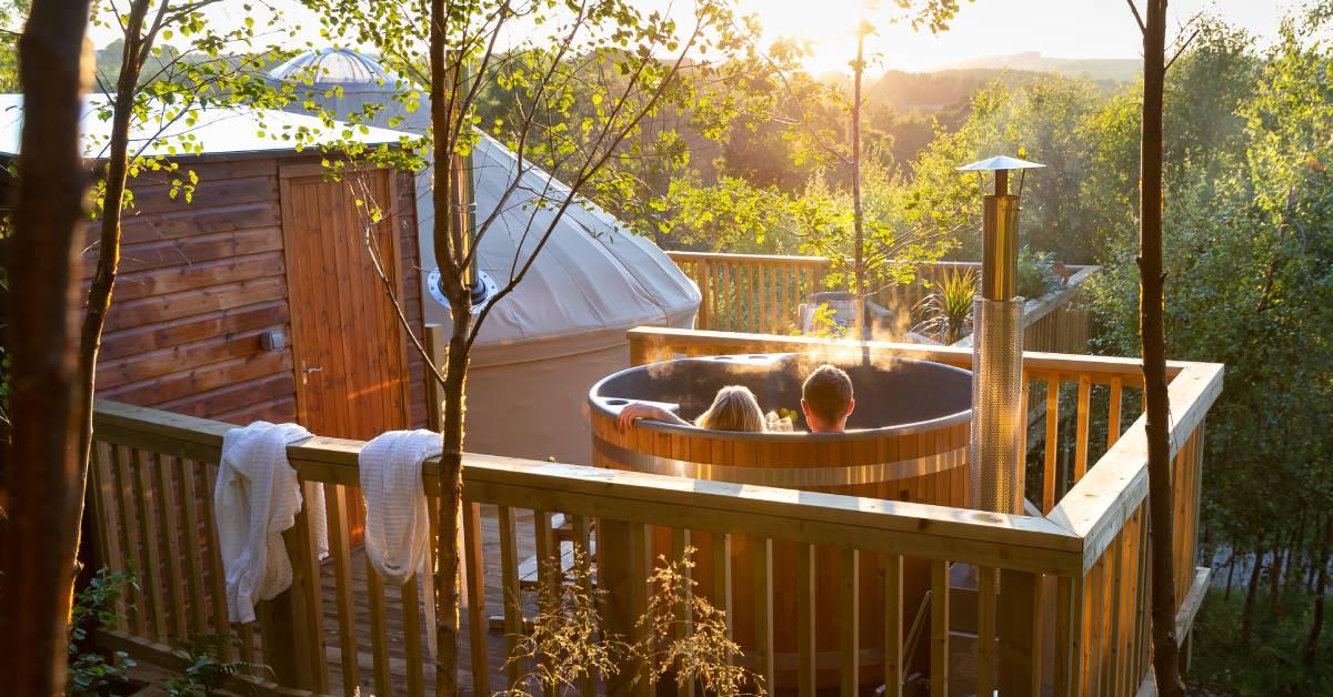 Hot tub at Yourtshire yurt