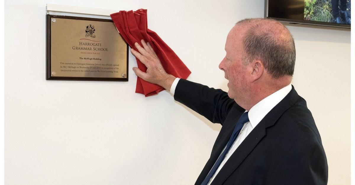 Unveiling of the plaque McHugh Harrogate Grammar