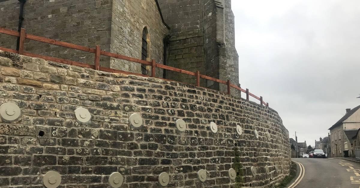 Reconstructed church wall at Kirkby Malzeard