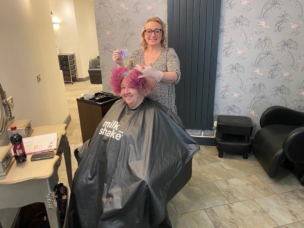 Kelly Teggin hairdresser and Bev Nelson