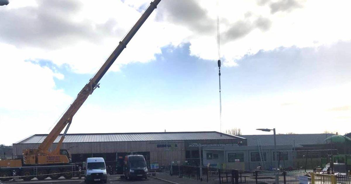ripon-3rd-april-2023-crane-puts-gym-into-place