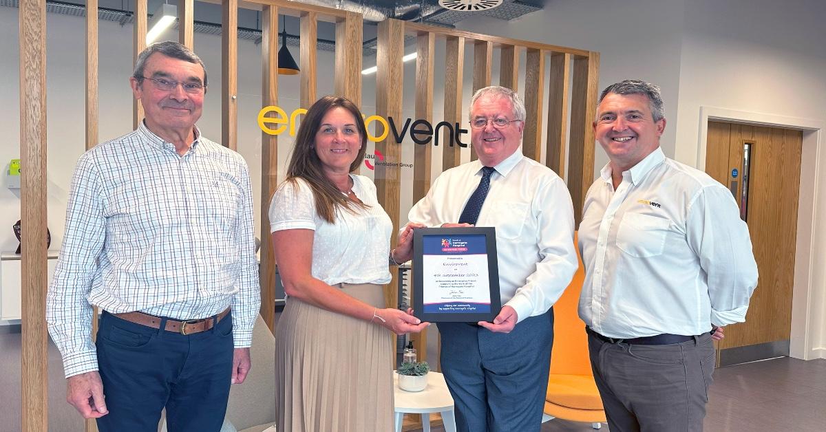 (left to right) Greg Tunesi, Friend; Rachel Tranter, EnviroVent; John Fox, Chair of the Friends and Andy Makin, Managing Director of EnviroVent.