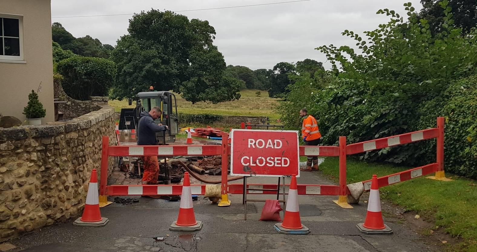 ripon-9th-september-2024-sharow-lane-closed-sign