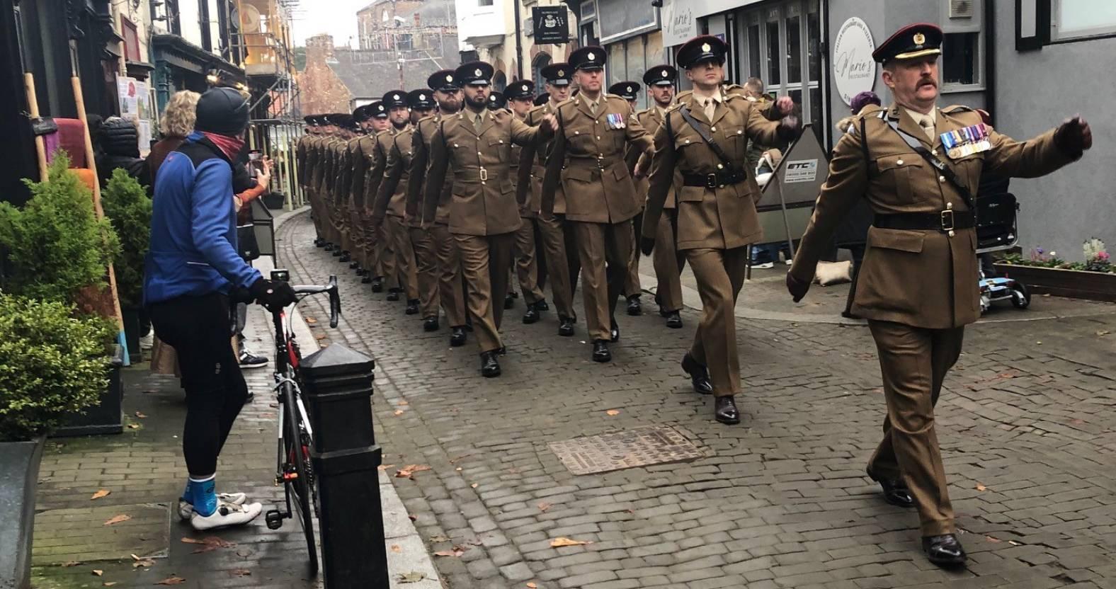 ripon-10th-november-2024-royal-engineers-march-down-kirkgate